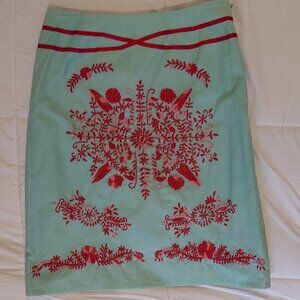 Embroidered Mint Green Skirt Etcetera Size 2